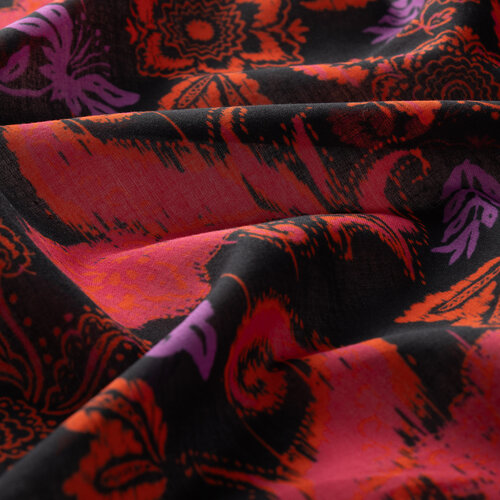 Black Imperial Garden Cotton Scarf