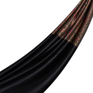 Black Jacquard Hand Woven Prime Silk Scarf - Thumbnail