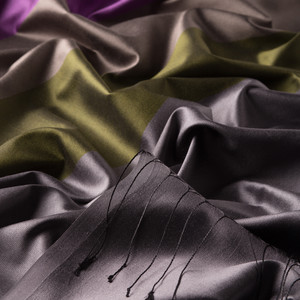 Black Kushak Striped Silk Scarf - Thumbnail