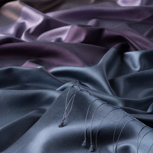 Black Lavender Kushak Striped Silk Scarf - Thumbnail