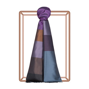 Black Lavender Kushak Striped Silk Scarf - Thumbnail