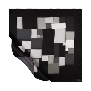 Black Lego Print Silk Twill Scarf - Thumbnail