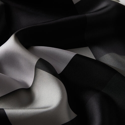 Black Lego Print Silk Twill Scarf