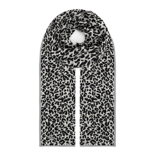 Black Leopard Print Cotton Scarf