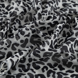 Black Leopard Print Cotton Scarf - Thumbnail