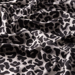 Black Leopard Print Silk Scarf - Thumbnail