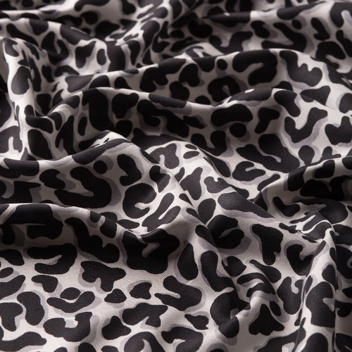 Black Leopard Print Silk Scarf