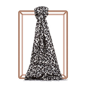 Black Leopard Print Silk Scarf - Thumbnail