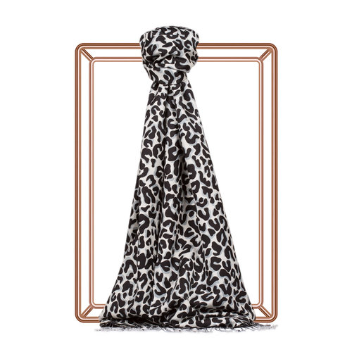 Black Leopard Print Silk Scarf