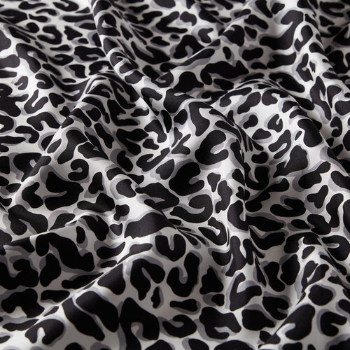 Black Leopard Print Silk Twill Scarf