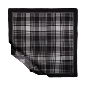 Black London Plaid Silk Twill Scarf - Thumbnail