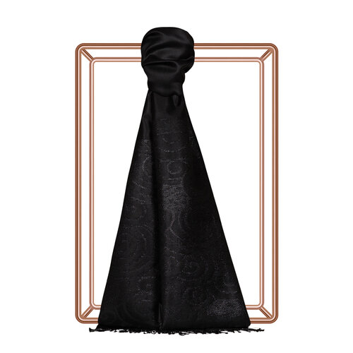 Black Lurex Spiral Silk Scarf