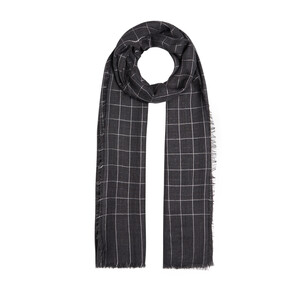 Black Lurex Square Wool Silk Scarf - Thumbnail