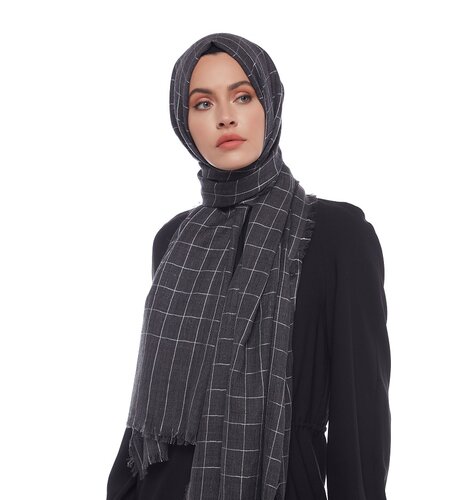 Black Lurex Square Wool Silk Scarf