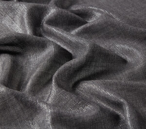 Black Lurex Wool Silk Scarf - Thumbnail