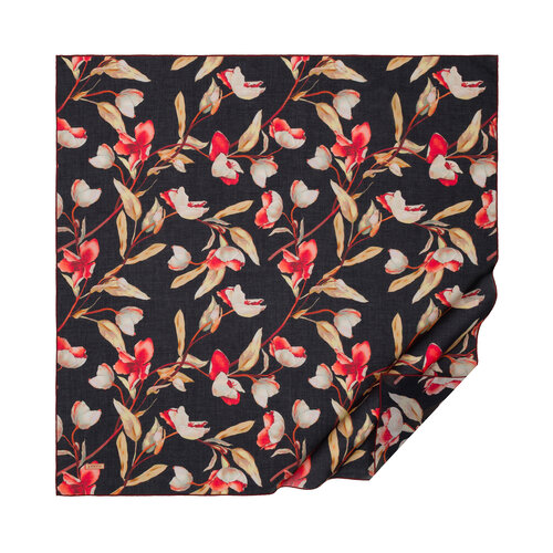 Black Magnolia Cotton Scarf