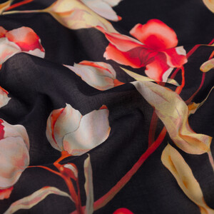 ipekevi - Black Magnolia Cotton Scarf (1)
