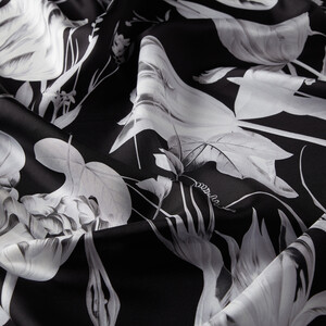 Black Melancholia Print Silk Twill Scarf - Thumbnail