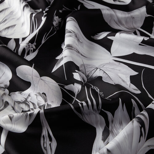 Black Melancholia Print Silk Twill Scarf