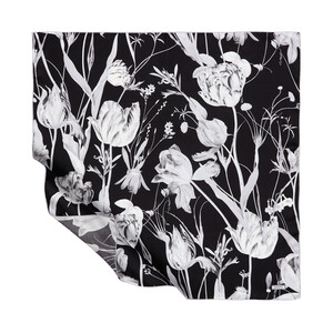 Black Melancholia Print Silk Twill Scarf - Thumbnail