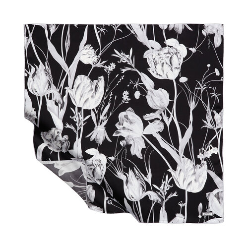 Black Melancholia Print Silk Twill Scarf