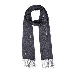 Black Metallic Dotted Cotton Silk Scarf - Thumbnail