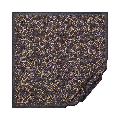 Black Mezopotamya Model 01 Print Tencel Scarf