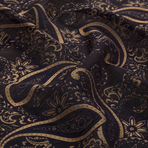Black Mezopotamya Model 01 Print Tencel Scarf