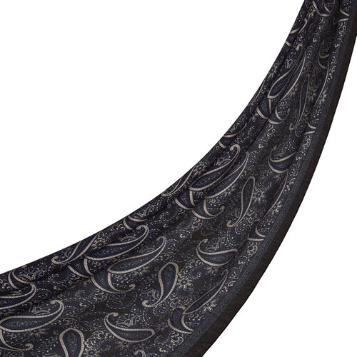 Black Mezopotamya Model 01 Print Tencel Scarf