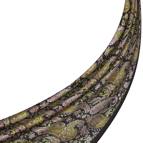 Black Mezopotamya Print Tencel Scarf