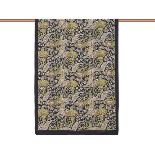 Black Mezopotamya Print Tencel Scarf