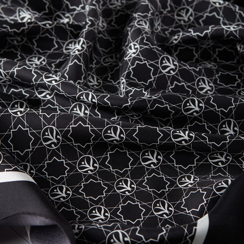Black Mini Seljuk Monogram Silk Twill Scarf