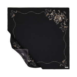 Black Mink Vintage Frame Silk Scarf - Thumbnail