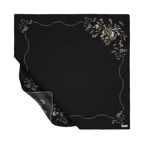 Black Mink Vintage Frame Silk Scarf