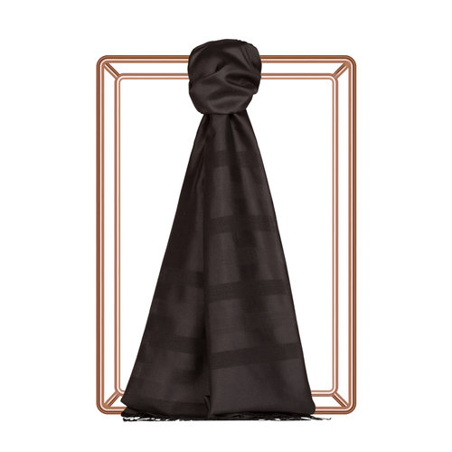 Black Mono Striped Silk Scarf