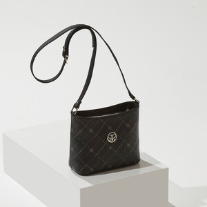 Black Monogram Long Handle Tote Bag - Thumbnail