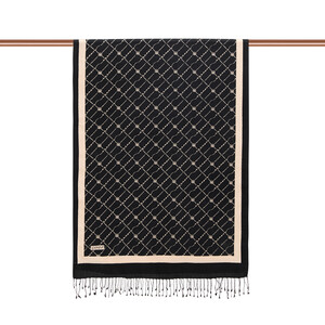 ipekevi - Black Monogram Silk Scarf (1)