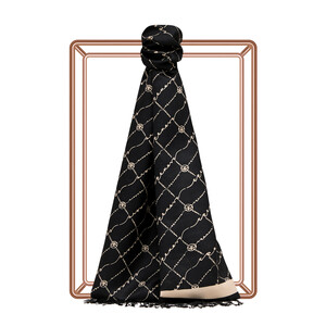 Black Monogram Silk Scarf - Thumbnail