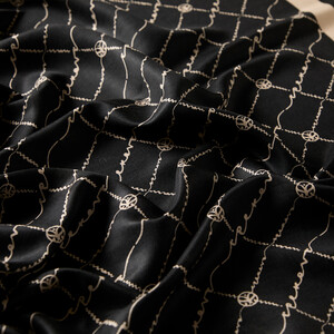 Black Monogram Silk Scarf - Thumbnail