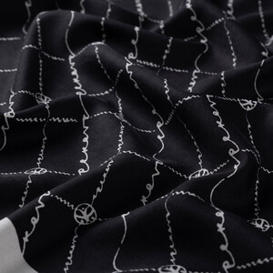Black Monogram Silk Scarf - Thumbnail