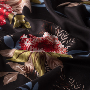 Black Moonlight Print Silk Scarf - Thumbnail