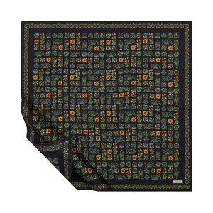 ipekevi - Black Mosaic Twill Silk Scarf