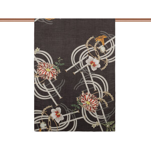 Black Mystic Garden Print Tencel Scarf - Thumbnail