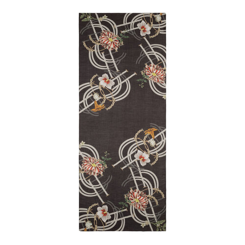 Black Mystic Garden Print Tencel Scarf