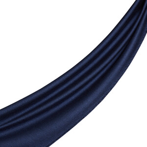 Black Navy Blue Wool Scarf - Thumbnail