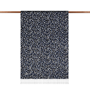 ipekevi - Black Navy Leopard Print Silk Scarf (1)