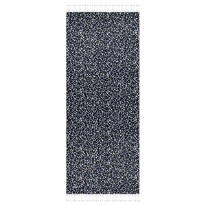 Black Navy Leopard Print Silk Scarf - Thumbnail