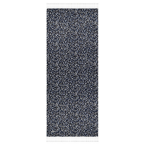 Black Navy Leopard Print Silk Scarf