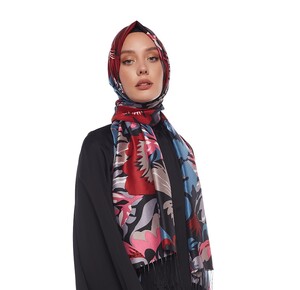 Black Nihavent Print Silk Scarf - Thumbnail