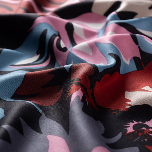 Black Nihavent Print Silk Scarf